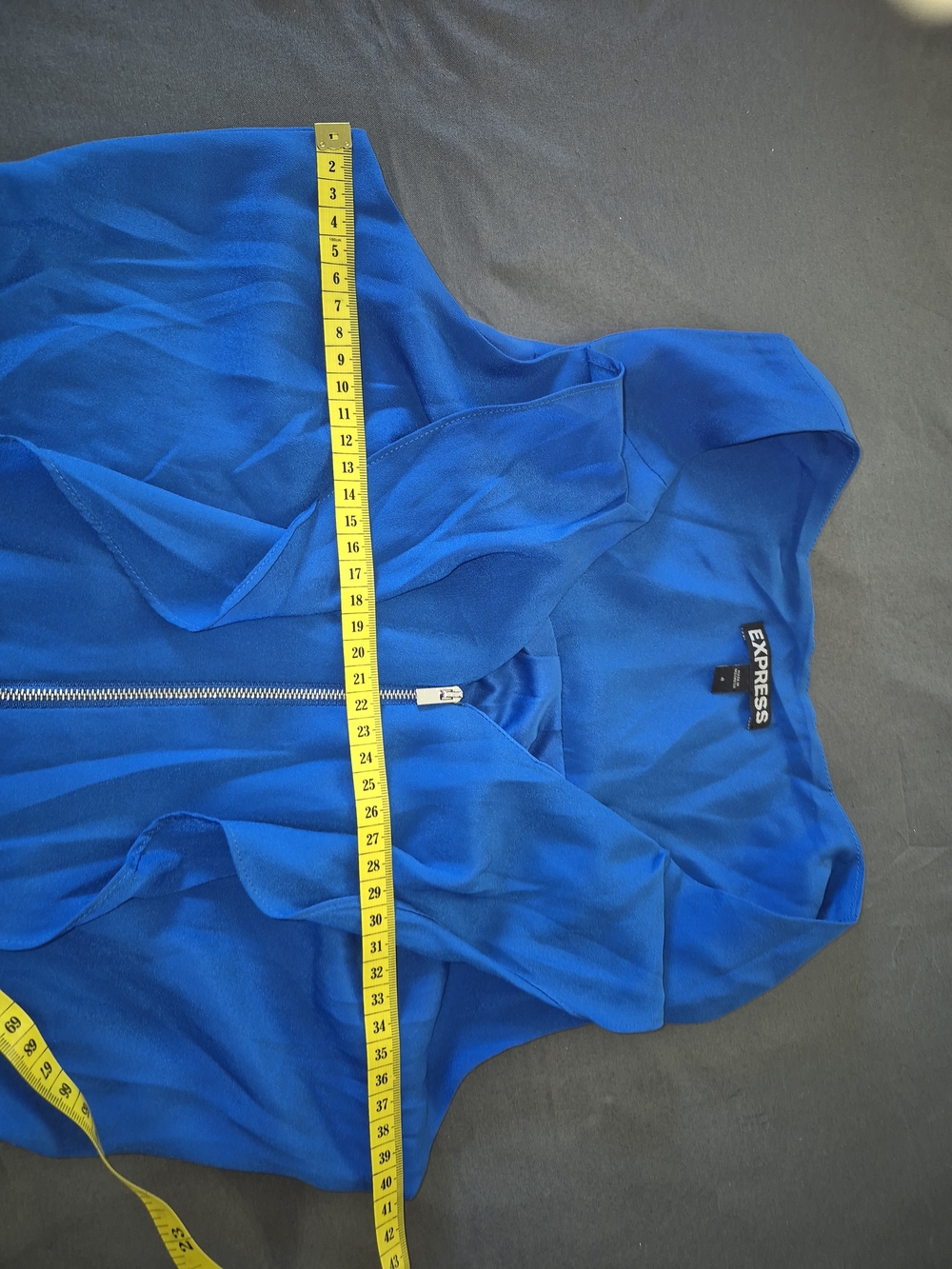 Express Royal Blue Sleeveless Zip-Front Blouse